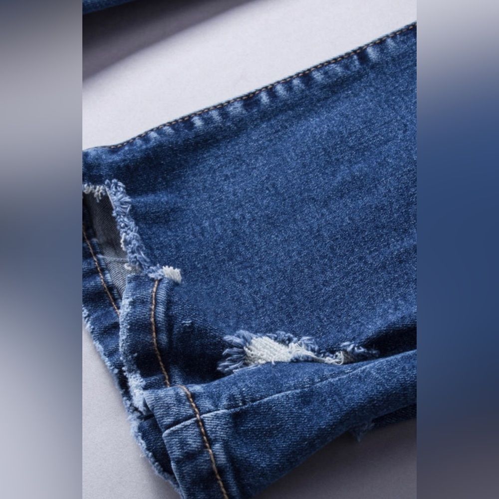 NWT Blue Distressed Flare Jeans - Picture 10 of 14
